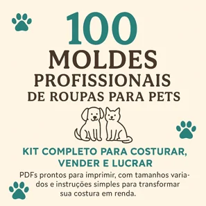 100 Moldes Profissionais de Roupas para Pets